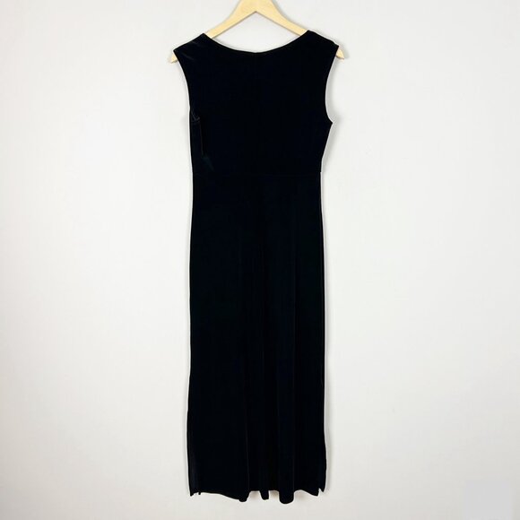 Vtg Rabbit Rabbit Rabbit Designs Black Velvet Long Maxi Dress Whimsigoth - Picture 3 of 4